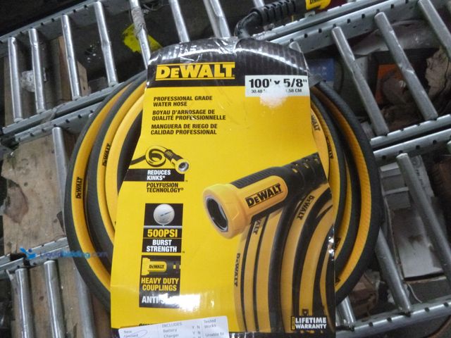 Lot 49-1514947 - DEWALT 5/8 in. Dia x 100 ft. Farm and Ranch Premium Heavy-Duty Garden Hose Hybrid PVC Model #2049863...