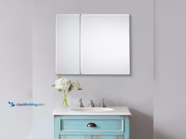 Lot 49-1550500 - Glacier Bay 30 in. W x 30 in. H Rectangular Medicine Cabinet with Mirror, Model # SP4586, Unused.  R...