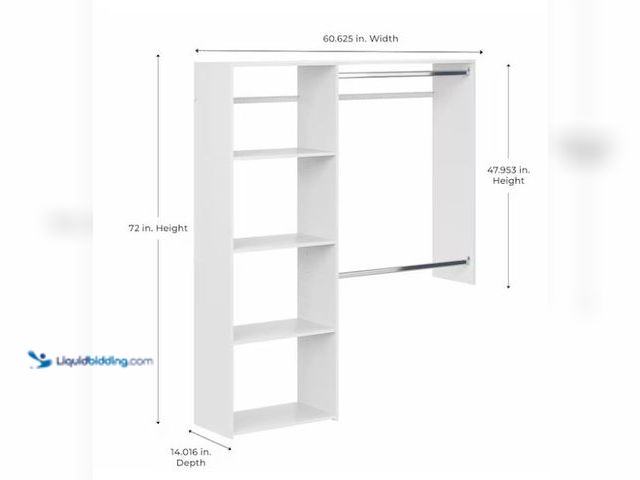 Lot 49-1630946 - Easy Track 36.0-in to 60.0-in W Tower White Solid Shelving Wood Closet System Model #1000291265, Unu...