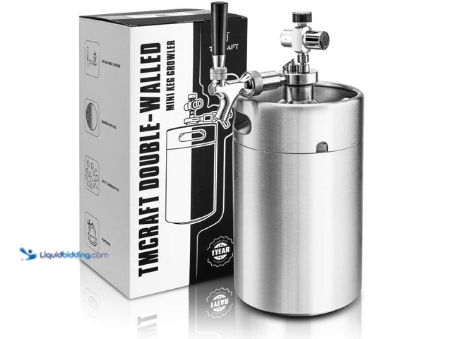 Lot 49-3431448 - TMCRAFT 128OZ Double-Walled Mini Keg Growler, Pressurized Home Beer Dispenser System with Detachable...