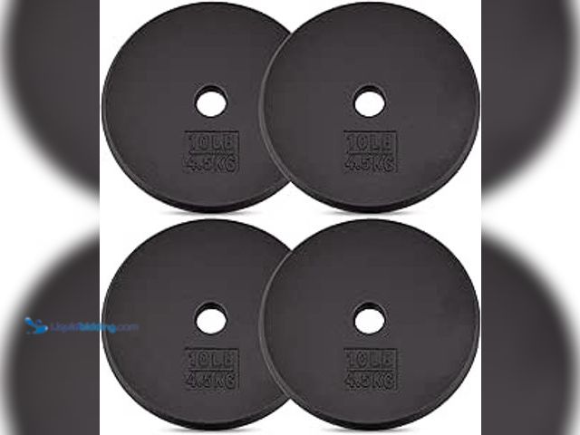 Lot 49-5411998 - Yes4All Standard 1-inch Cast Iron Weight Plates, 10lb each, 4ct. Unused