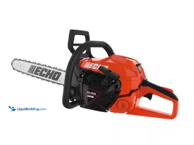 Lot 49-1550270 - ECHO 20 in. 50.1 cc 2-Stroke Gas Rear Handle Chainsaw, Model # CS-4920-20, Slightly used, Has compre...