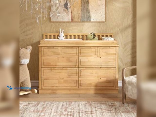 Lot 49-5539724 - Homsee 100% Solid Pine Wood 10-Drawer 55.1 in. Dresser with Convertible Design and Nursery Organizer...