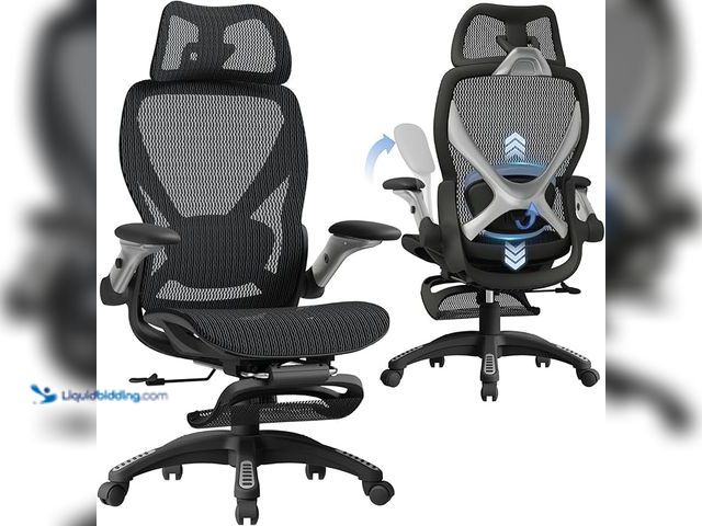 Lot 49-3480481 - ELABEST X100 Ergonomic Office Chair with Footrest, Big and Tall Home Desk Chair with 5D Flip-Up Arms...