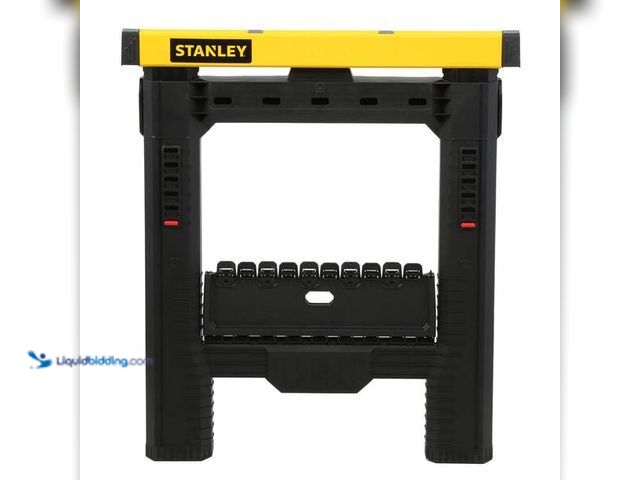 Lot 49-5452594 - Stanley
32 in. H Plastic 2-Way Adjustable Folding Sawhorse. SKU # 258828 Item is unused and dusty.