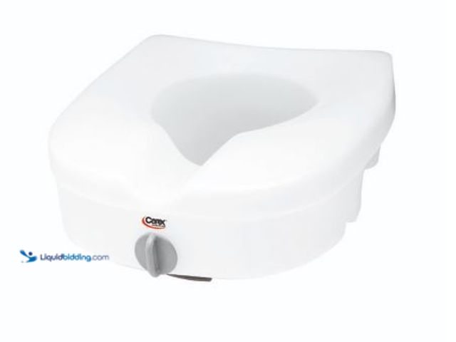 Lot 49-1569102 - Compass Health Brands Raised Toilet Seat Carex E-Z Lock 5 Inch Height Standard / Elongated 300 lbs. ...