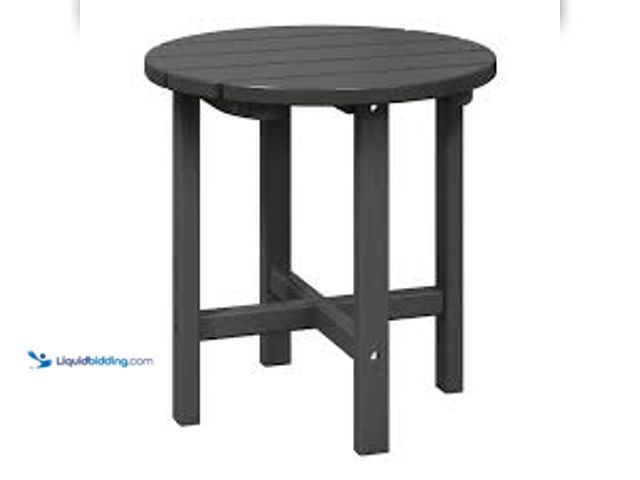 Lot 49-3539254 - WESTIN OUTDOOR Mason 18 in. Gray Poly Plastic Fade Resistant Outdoor Patio Round Adirondack Side Tab...