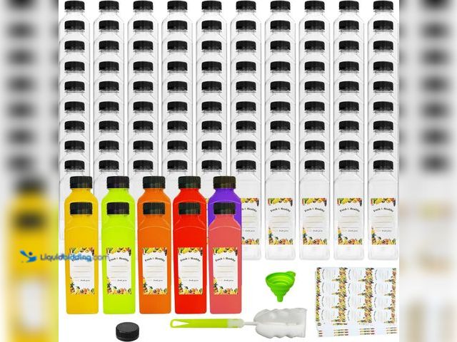 Lot 49-3523352 - 100pcs 16 oz Plastic bottles with lids,Juice bottles with caps, Reusable Clear Bulk Beverage Contain...