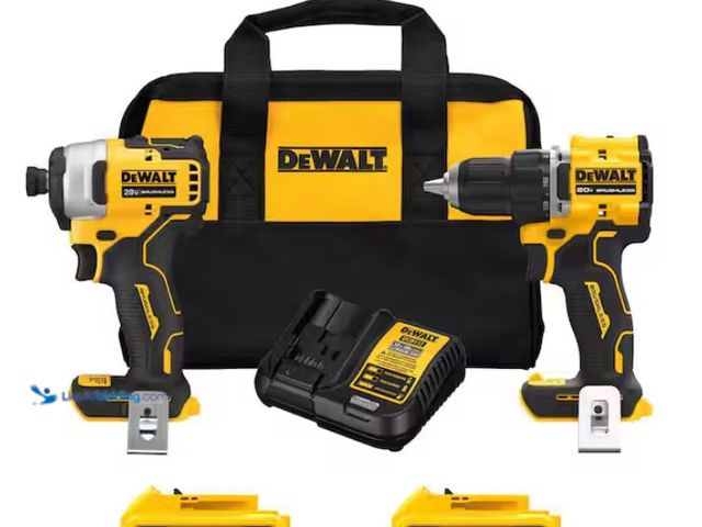 Lot 49-1567848 - DEWALT ATOMIC 20-Volt MAX Lithium-Ion Cordless Combo Kit (2-Tool) with (2) 2.0Ah Batteries, Charger ...