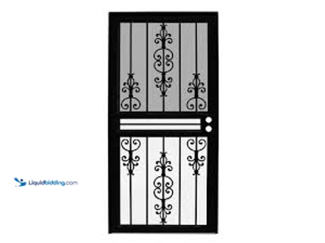 Lot 49-5459889 - Unique Home Designs 32 in. x 80 in. Estate Black Recessed Mount All Season Security Door with Insect...