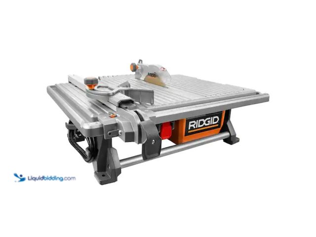 Lot 49-1566860 - RIDGID 6.5-Amp 7 in. Blade Corded Table Top Wet Tile Saw, Model # R4021, Slightly used, Power on  Re...