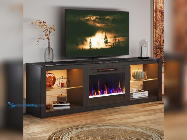 Lot 49-5484797 - Bestier 70 Inch Fireplace TV Stand for TV up to 75", LED Entertainment Center with 23" Electric Fire...