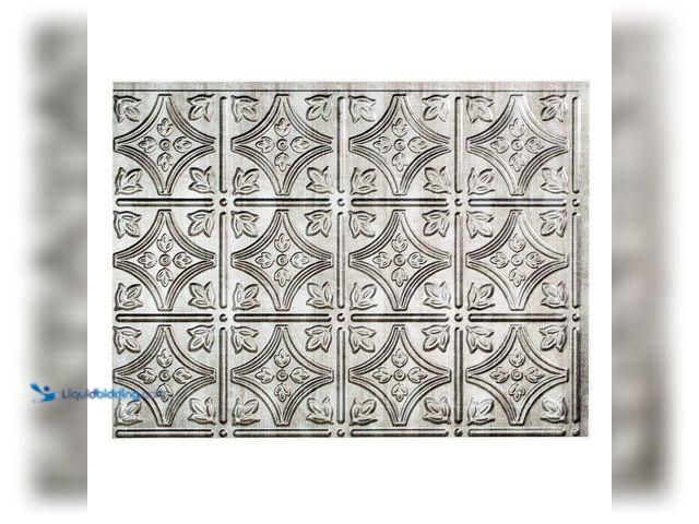 Lot 49-5552409 - QTY 6 - Fasade
18.25 in. x 24.25 in. Crosshatch Silver Traditional Style # 4 PVC Decorative Backspl...