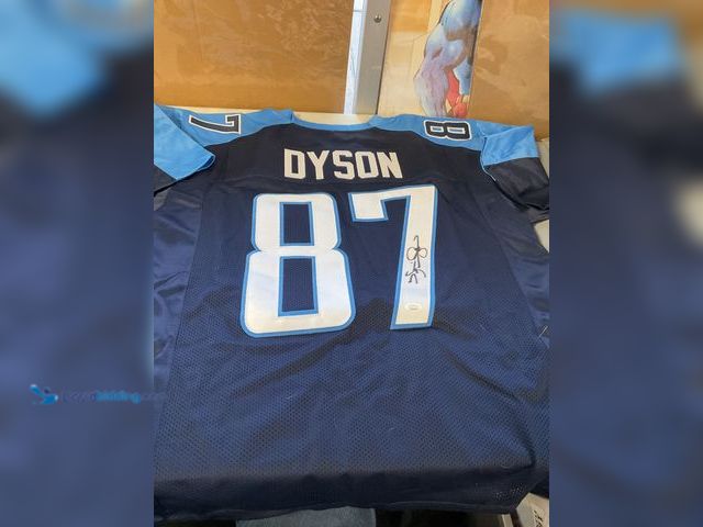 Lot 49-1830648 - COLLECTIBLE NICE TENNESSEE OILERS TYREE DYSON AUTOGRAPHED FOOTBALL JERSEY WITH JSA COA #COINS0219