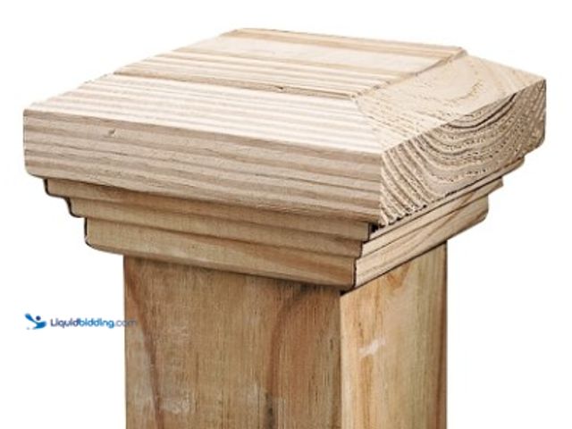 Lot 49-3615938 - Lot of (6) Traditional Post Cap, Wood, 4 X 4 In., Model #106086, Unused.   Ref#BIN0716