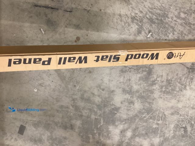Lot 49-5486830 - Art3D Wood Slat Wall Panel Assembly Item is used with attachments and hardware, scuffs on end