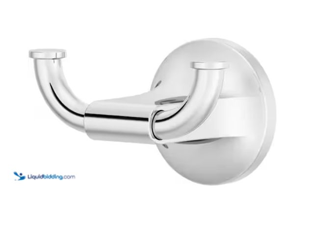 Lot 49-1547705 - (3) Pfister Modern J-Hook Double Robe/Towel Hook in Polished Chrome, Model # BRH-PFM0C, New.  Ref#AH...