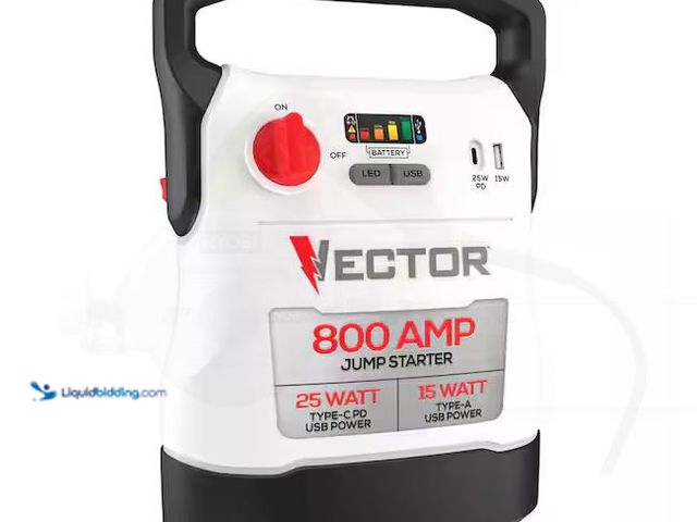 Lot 49-1568648 - VECTOR 800 Amp Jump Starter with USB Power Model # VECJ8, Slightly Used, Missing Knob, Powers On  Re...