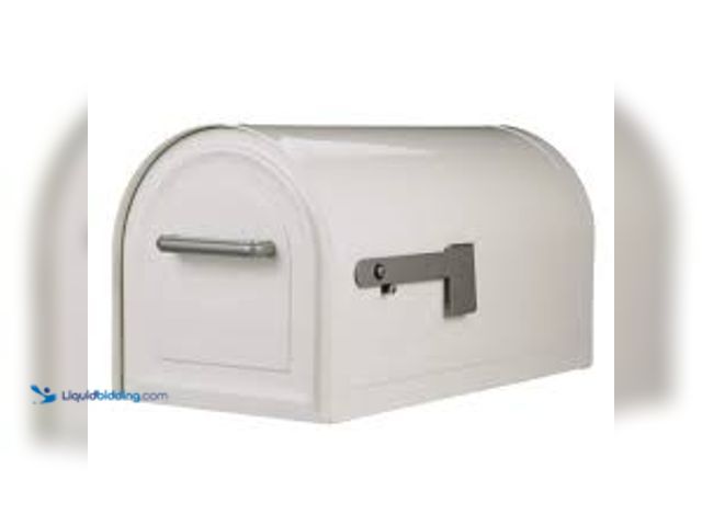 Lot 49-5459612 - Architectural Mailboxes Reliant White, Large, Steel, Locking, Post Mount Mailbox. Model # MB981WAM. ...