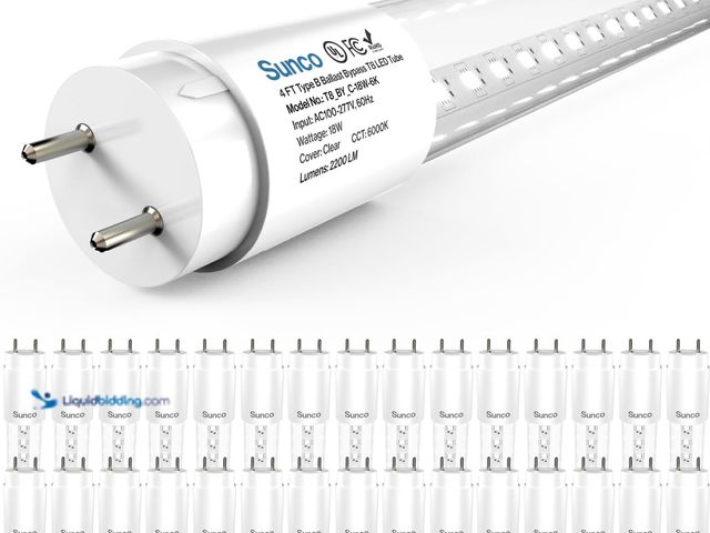 Lot 49-1624303 - Sunco 30 Pack T8 LED Bulbs 4 Foot, Tube Light Bulbs Ballast Bypass, 48 Inch Fluorescent Replacement,...