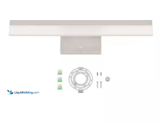 Lot 49-3612845 - Hampton Bay Eldridge 24 in. 1-Light Bushed Nickel LED 5CCT Vanity Light with Frosted Acrylic Shade a...