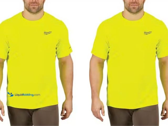 Lot 49-3637838 - (2-PK) Milwaukee (Size M) Gen II Men's Work Skin Medium Hi-Vis Light Weight Performance Short-Sleeve...