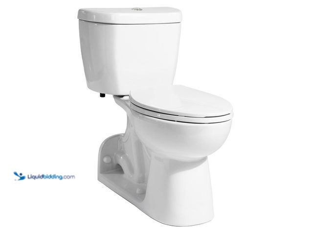 Lot 49-5414428 - 2-Piece 0.95 GPF Rear-Outlet Single Flush Elongated Toilet with Stealth Technology in White, Seat No...