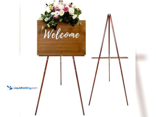 Lot 49-1555714 - Conda 63" Wooden Tripod Artist Display Easel with Tray, A-Frame Adjustable Easel Stand for Wedding S...