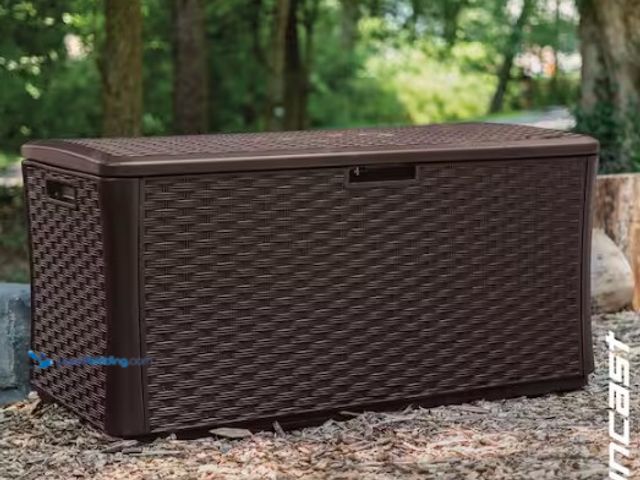Lot 49-5580859 - Suncast - 134 Gallon All-Weather UV-Resistant Outdoor Patio Storage Deck Box, Java - Brown. Model: B...