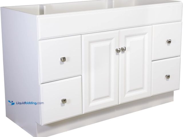 Lot 49-5552617 - Design House Wyndham 48 Inch Bathroom Vanity, Ready to Assemble, Solid Wood, White, 597278 | Freesta...