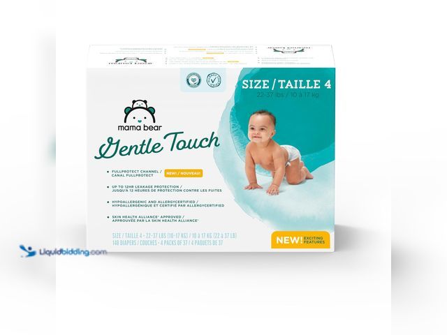 Lot 49-5453146 - Amazon Brand - Mama Bear Gentle Touch Diapers, Size 4, 148 Count (4 packs of 37)[Model: B07SV3XWZ7] ...