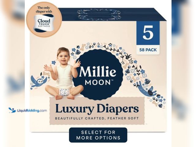 Lot 49-5552317 - ZURU 119110 Millie Moon Luxury Diapers, Size 5, 58 Count, CloudTouch Softness, Unused