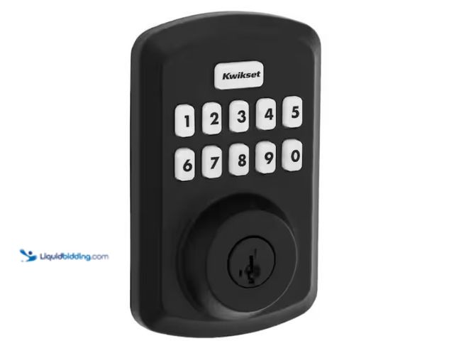 Lot 49-3470840 - Kwikset Powerbolt 250 10-Button Keypad Matte Black Transitional Electronic Deadbolt Door Lock, Model...