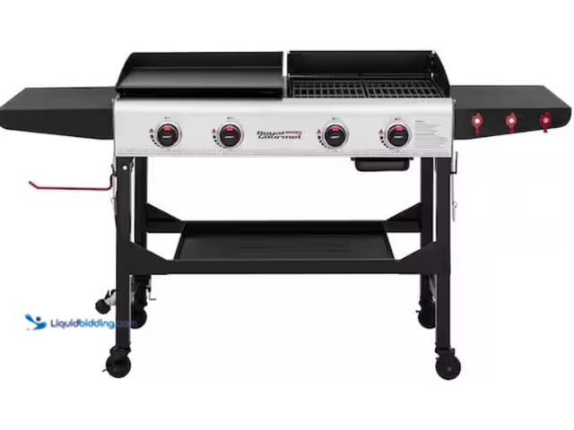 Lot 49-1637940 - Royal Gourmet 4-Burner 48,000 BTU Portable Flat Top Gas Grill and Griddle Combo Grill in Black with ...