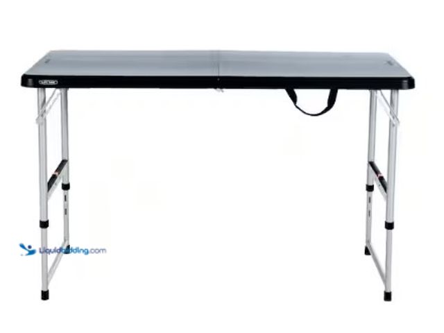 Lot 49-3631042 - Lifetime 48 in. L Rectangle Black Resin Top Adjustable Fold-In-Half Table with Silver Frame, Model #...
