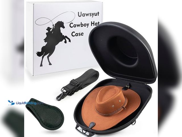 Lot 49-5487577 - Cowboy Hat Case for Travel, Crushproof Box for Panama & Tweed, Hat Carrier with Adjustable Strap, Fe...