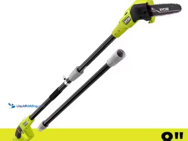 Lot 49-3615726 - RYOBI ONE+ 18V Cordless 8" Oil-Free Pole Saw (Tool Only), Model # P2501BTL, Unused, Has attachments,...