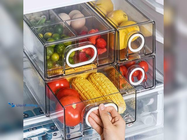 Lot 49-5433800 - 6 PCS Refrigerator Organizers And Storage Stackable Storage Drawers, Large Heavy Duty Fridge Organiz...