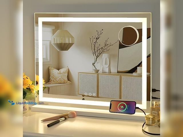 Lot 49-3600188 - Sucedey Vanity Mirror with Lights, 23" x 18" Makeup Mirror, Hollywood Mirror with 3 Color Modes & Ad...