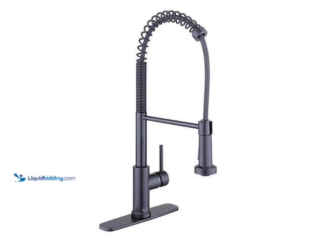 Lot 49-3616954 - Glacier Bay Paulina Single-Handle Spring Neck Pull Down Sprayer Kitchen Faucet in Matte Black - Unus...