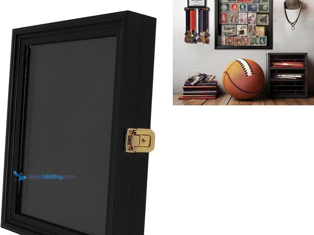 Lot 49-5410755 - Pin Display Case, 10x12in Shadowbox Picture Frame Lapel Pin Storage Collection Box for Military Badg...