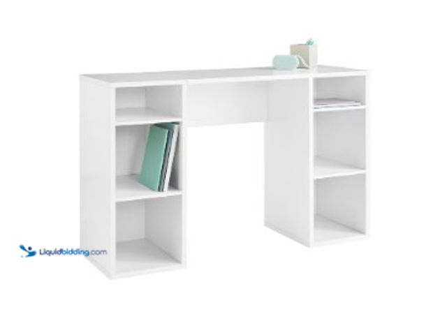 Lot 49-1625743 - Mainstays 4-Cube Storage Desk, White Grain, Model # 5107381421, Slightly used, Has attachments. (NOT...
