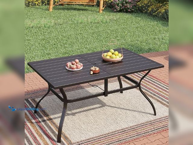 Lot 49-5538664 - Sunshine Valley Outdoor Table Rectangle Outdoor Dining Table 37.8-in W x 60.2-in L with Umbrella Hol...