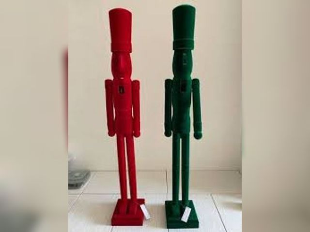 Lot 49-1552246 - Home Accents Holiday 3-Ft Flocked Nutcrackers (2-Pack) - Green & Red Model #1011095994, Unused  Ref#...