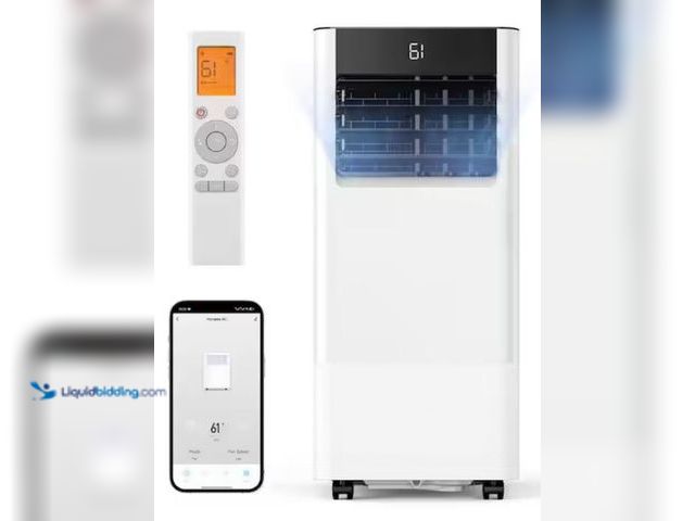 Lot 49-1632065 - SIMZLIFE 8000 BTU Portable Air Conditioner 250 sq. ft. with Dehumidifier and Fan in White, Wi-Fi and...