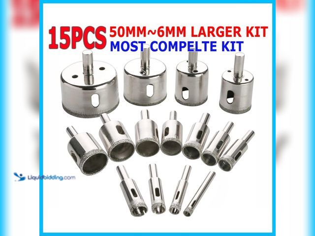 Lot 49-1820446 - 15pcs Diamond Hole Saw Drill Bit Set 6-50mm - NEW - Perfect for cutting holes in Glass, Ceramic Tile...
