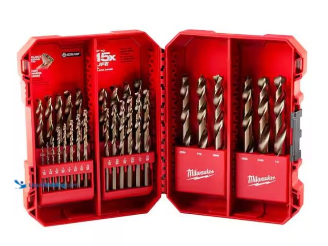 Lot 49-1574921 - (29-Piece) Milwaukee Cobalt Red Helix Drill Bit Set for Drill Drivers, Model # 48-89-2332, New.   Re...