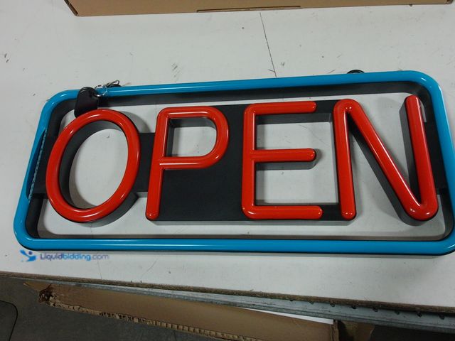Lot 49-3433456 - LED Open Sign for Business, Includes Reversible Open/Closed Sign for Door or Window, Slightly used, ...