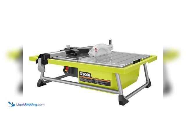 Lot 49-5460790 - RYOBI
4.8 -Amps 7 in. Blade Corded Tabletop Wet Tile Saw. Item is Used, Scuffs and scratches