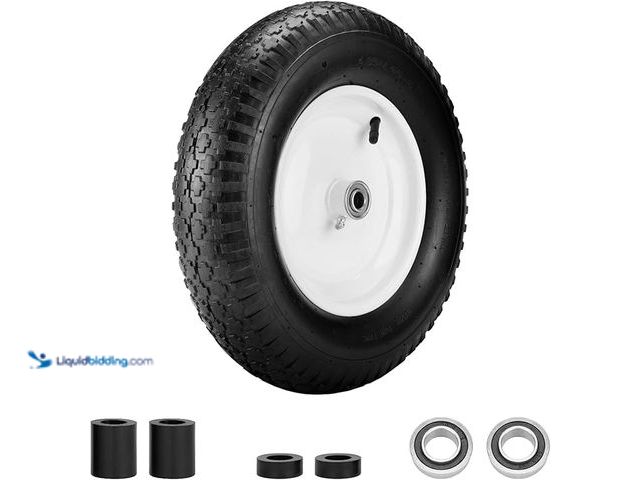 Lot 49-3480492 - aledaras 4.80/4.00-8" Air Filled Wheelbarrow Tire, Heavy-Duty Replacement Tire and Inner Tube Set wi...